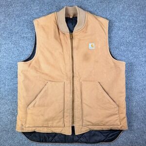 Vintage Carhartt Duck Canvas Vest Mens XL Brown Quilted Insulated Made in USA